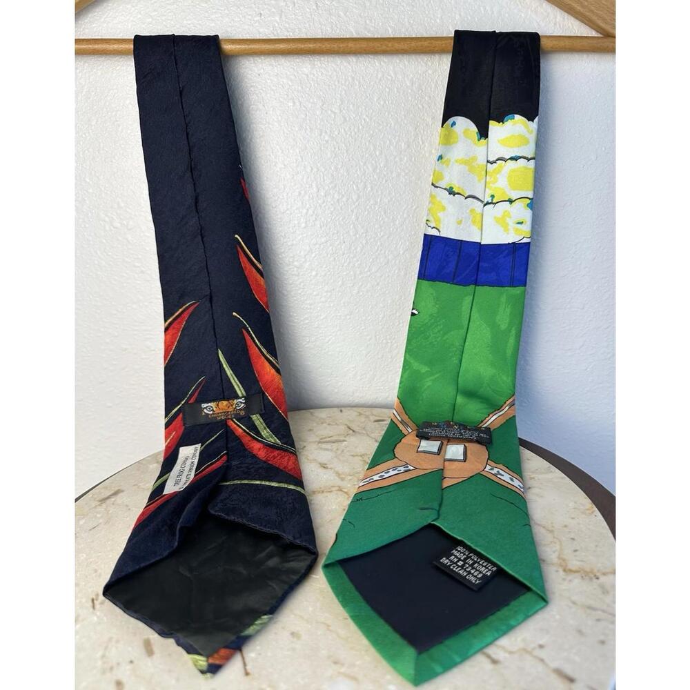 Tie Lot - VTG 1993 Baseball Looney Tunes & Red Eye Tree Frog Silk Tie - Picture 4 of 7